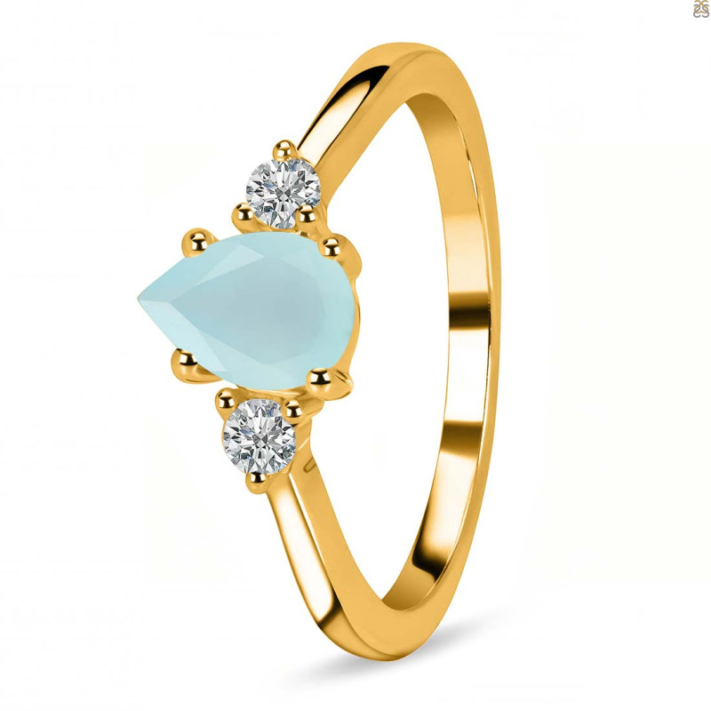 Blue Chalcedony & White Topaz Ring BLX-RR-335.