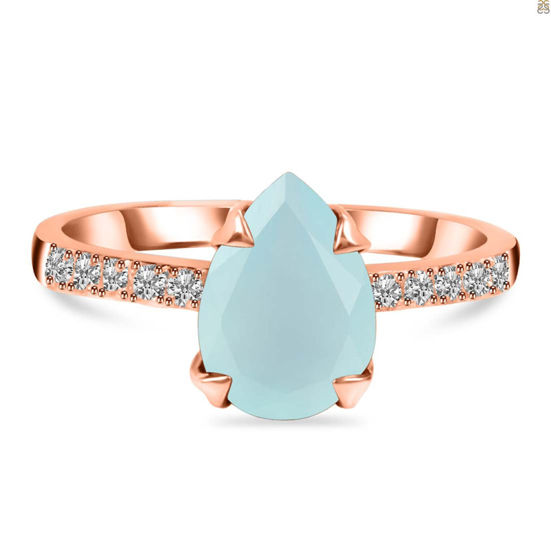 Blue Chalcedony & White Topaz Ring BLX-RR-344A.