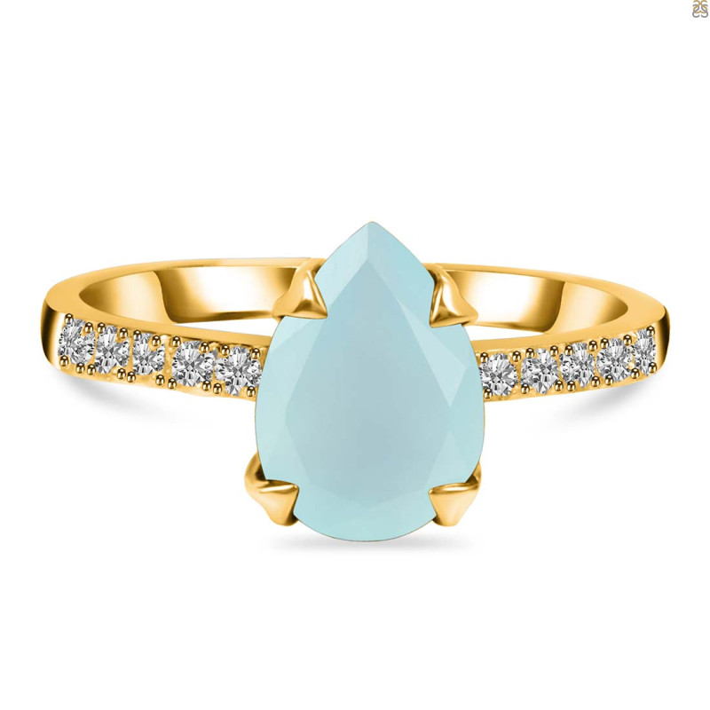 Blue Chalcedony & White Topaz Ring BLX-RR-344A.