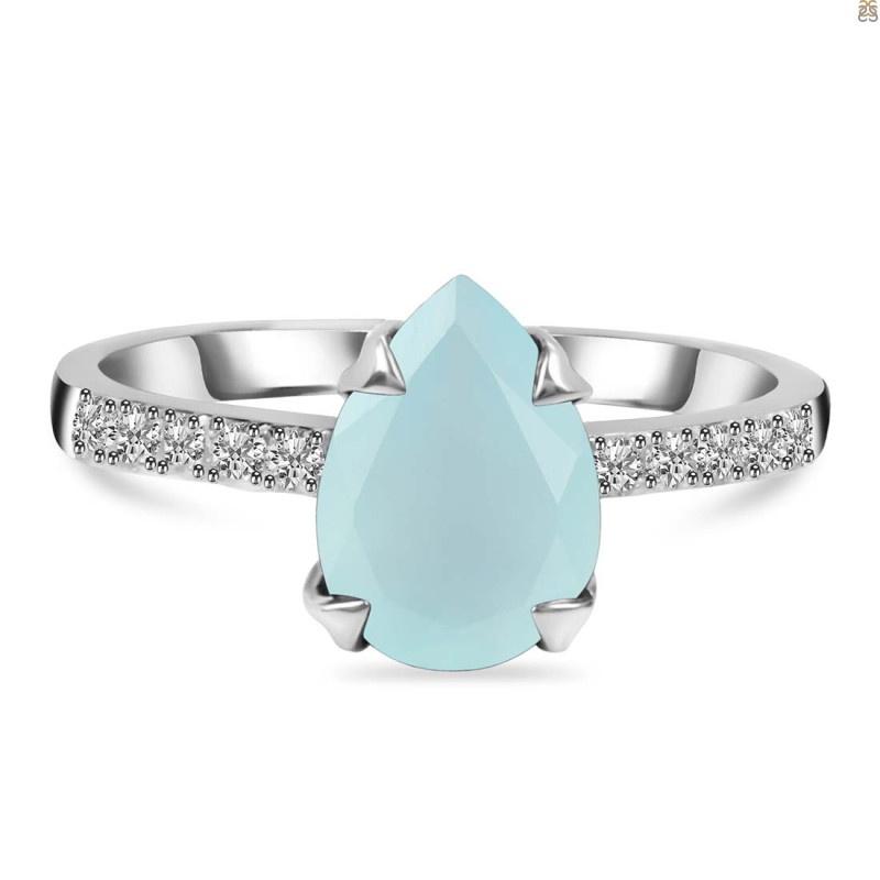 Blue Chalcedony & White Topaz Ring BLX-RR-344A.