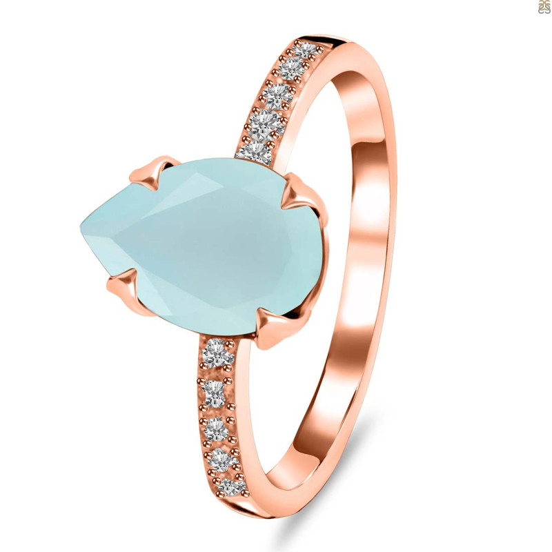 Blue Chalcedony & White Topaz Ring BLX-RR-344A.