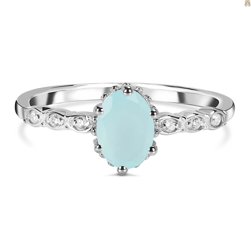 Blue Chalcedony & White Topaz Ring BLX-RR-35.
