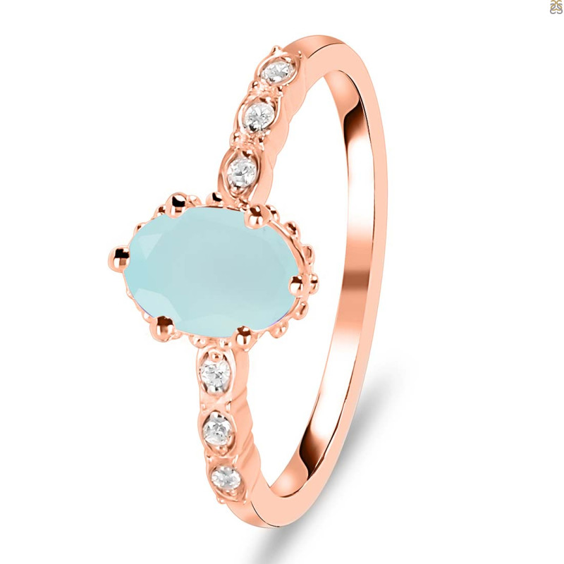 Blue Chalcedony & White Topaz Ring BLX-RR-35.