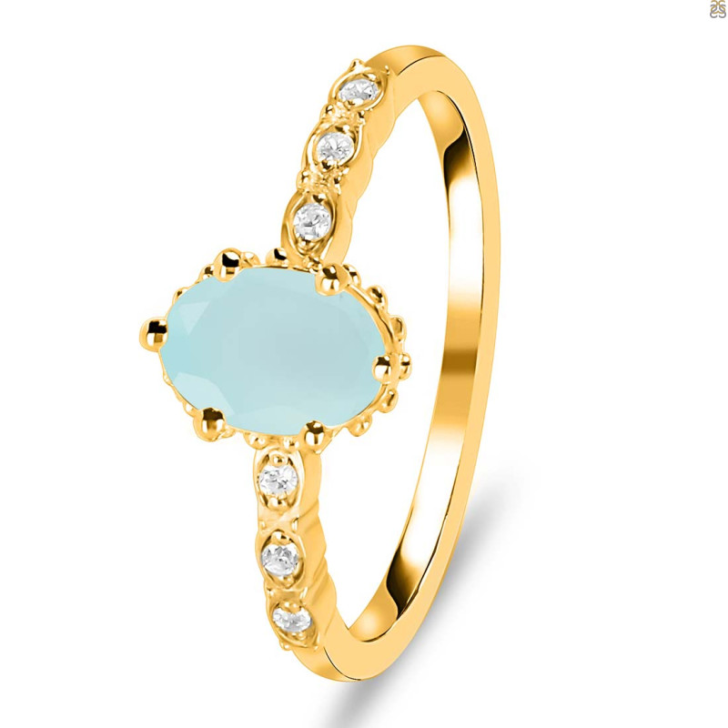 Blue Chalcedony & White Topaz Ring BLX-RR-35.