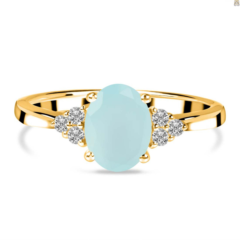 Blue Chalcedony & White Topaz Ring BLX-RR-364.