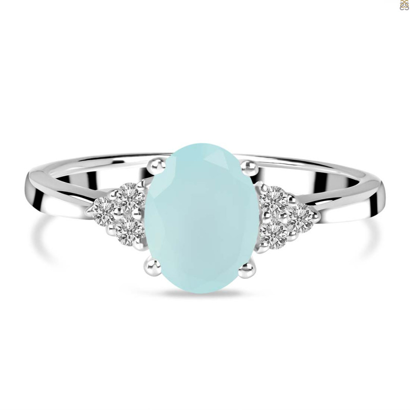 Blue Chalcedony & White Topaz Ring BLX-RR-364.