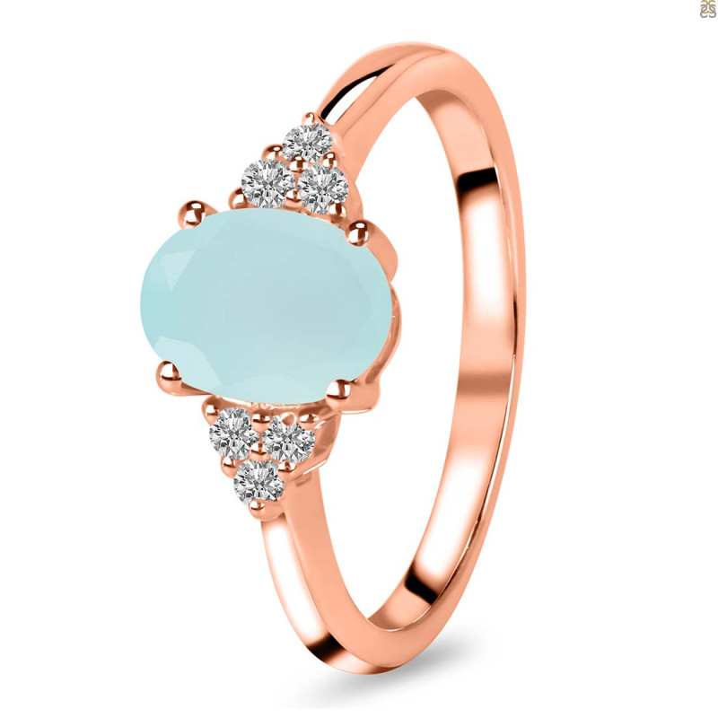 Blue Chalcedony & White Topaz Ring BLX-RR-364.