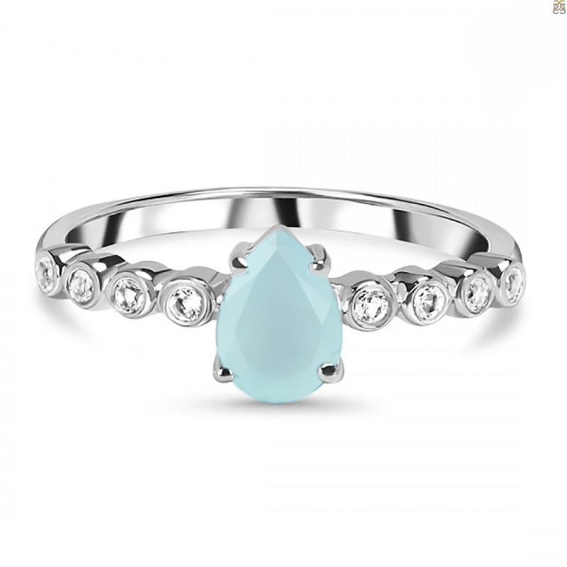 Blue Chalcedony & White Topaz Ring BLX-RR-419D.