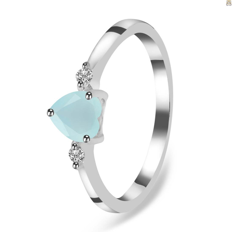 Blue Chalcedony & White Topaz Ring