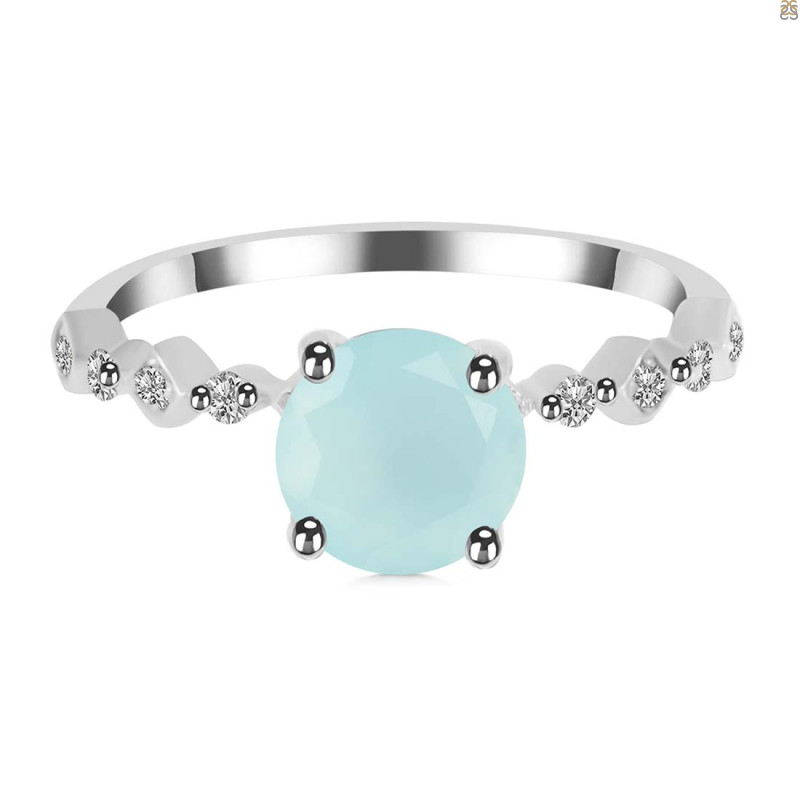 Blue Chalcedony & White Topaz Ring BLX-RR-426.