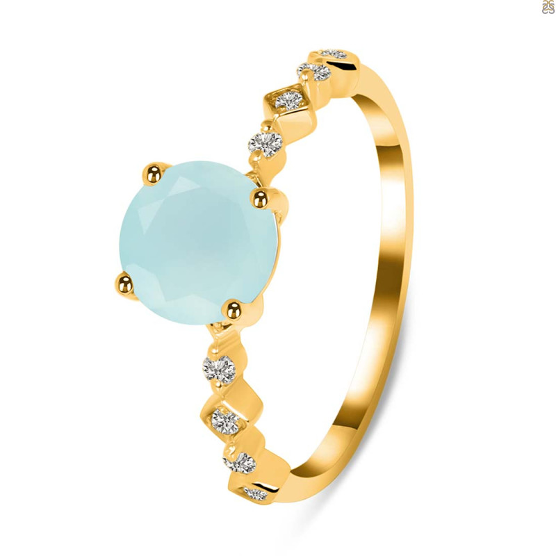 Blue Chalcedony & White Topaz Ring BLX-RR-426.