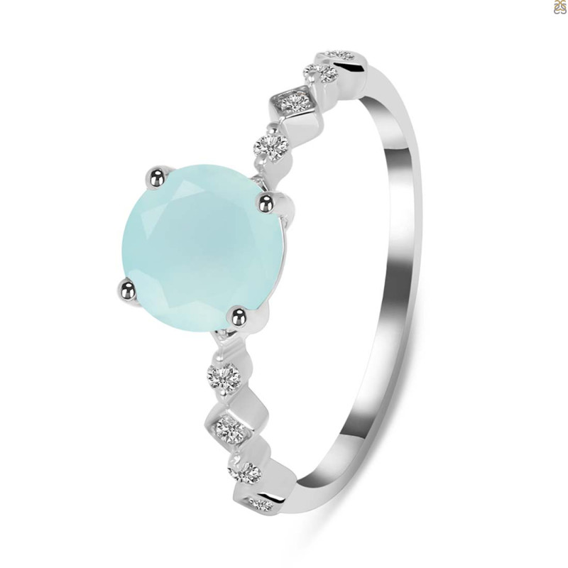 Blue Chalcedony & White Topaz Ring