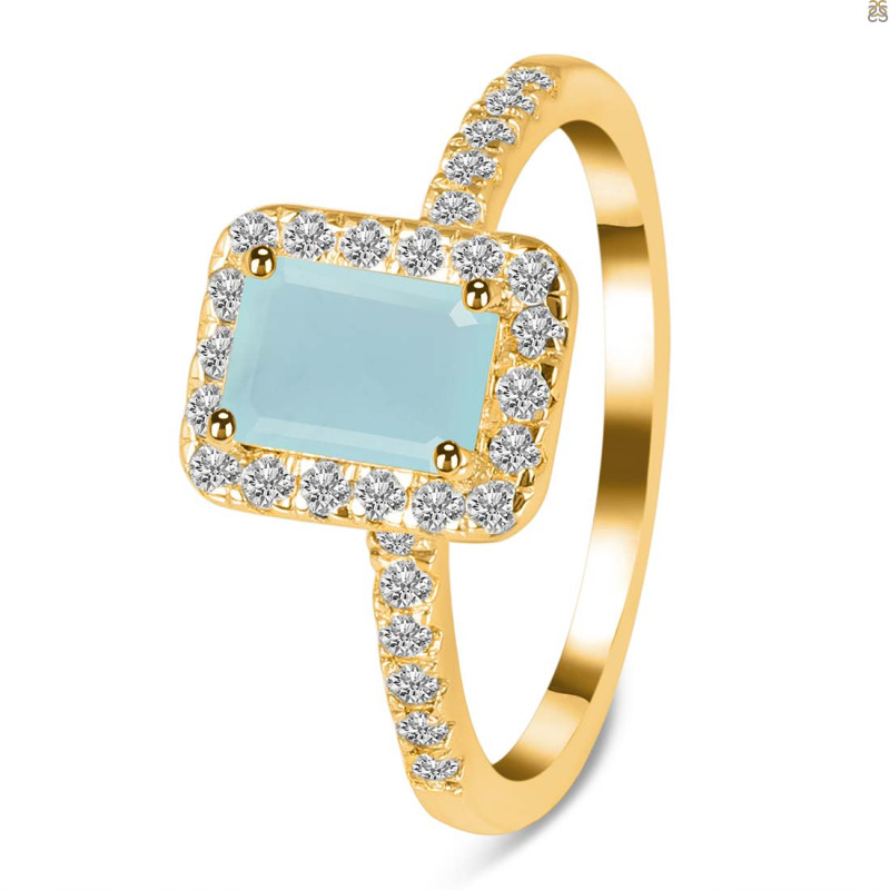 Blue Chalcedony & White Topaz Ring BLX-RR-432.