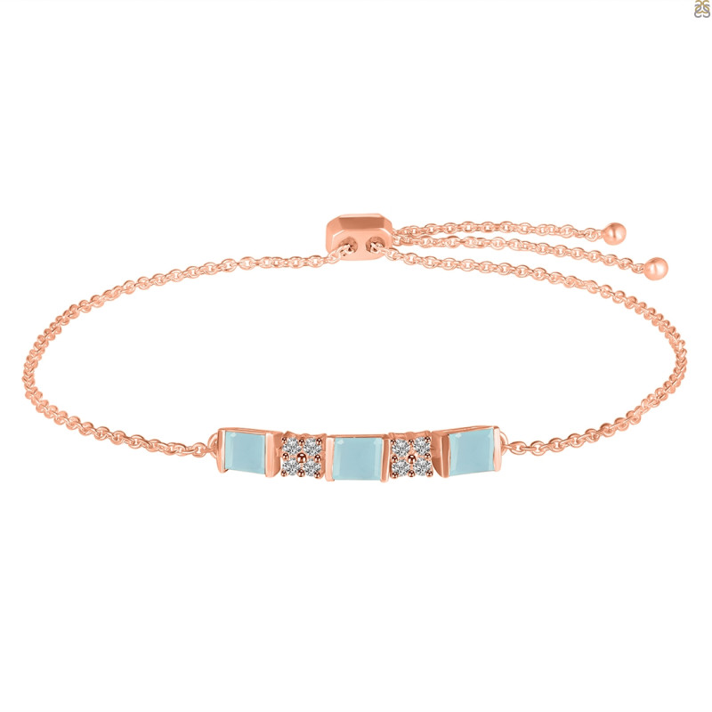 Blue Chalcedony & White Topaz Bracelet