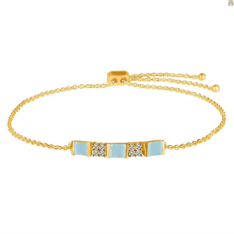 Blue Chalcedony & White Topaz Bracelet BLX-RDB-147.