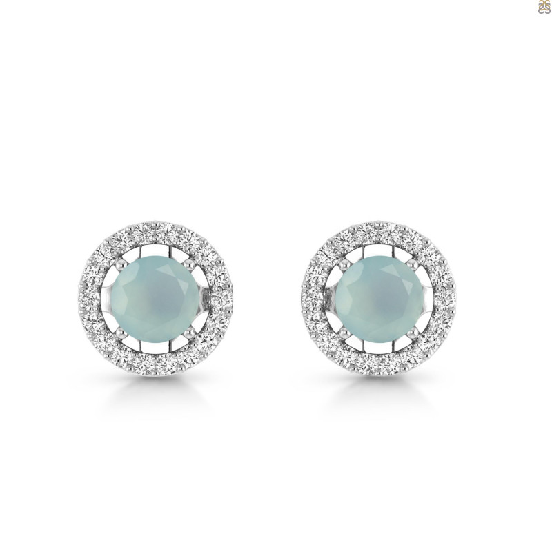 Blue Chalcedony & White Topaz Stud Earring BLX-RDE-985.