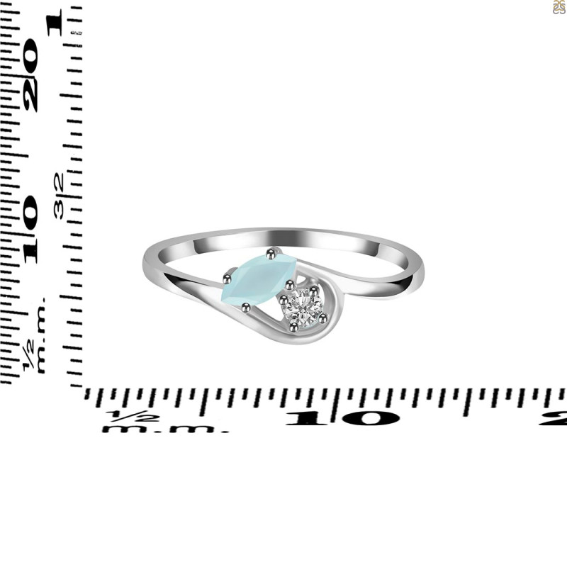 Blue Chalcedony & White Topaz Ring BLX-RDR-2611.