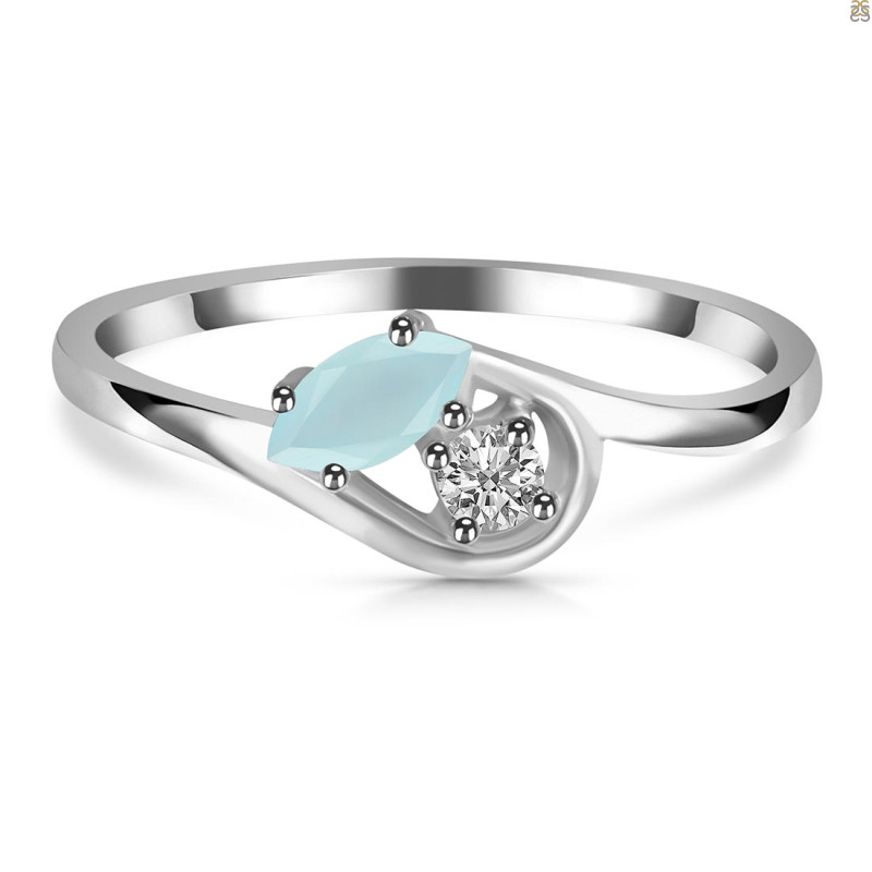 Blue Chalcedony & White Topaz Ring BLX-RDR-2611.