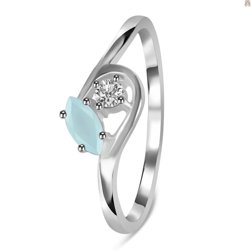 Blue Chalcedony & White Topaz Ring BLX-RDR-2611.