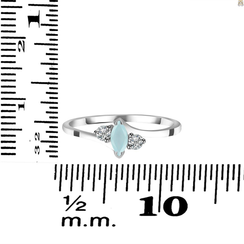 Blue Chalcedony & White Topaz Ring BLX-RDR-2681.