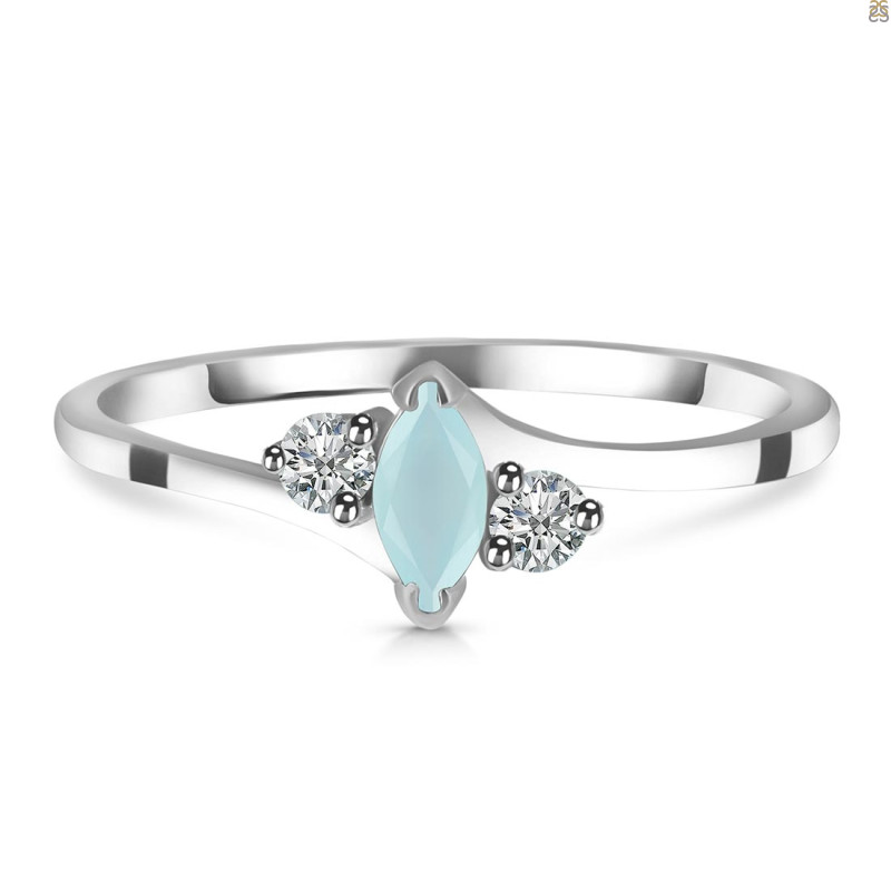 Blue Chalcedony & White Topaz Ring BLX-RDR-2681.