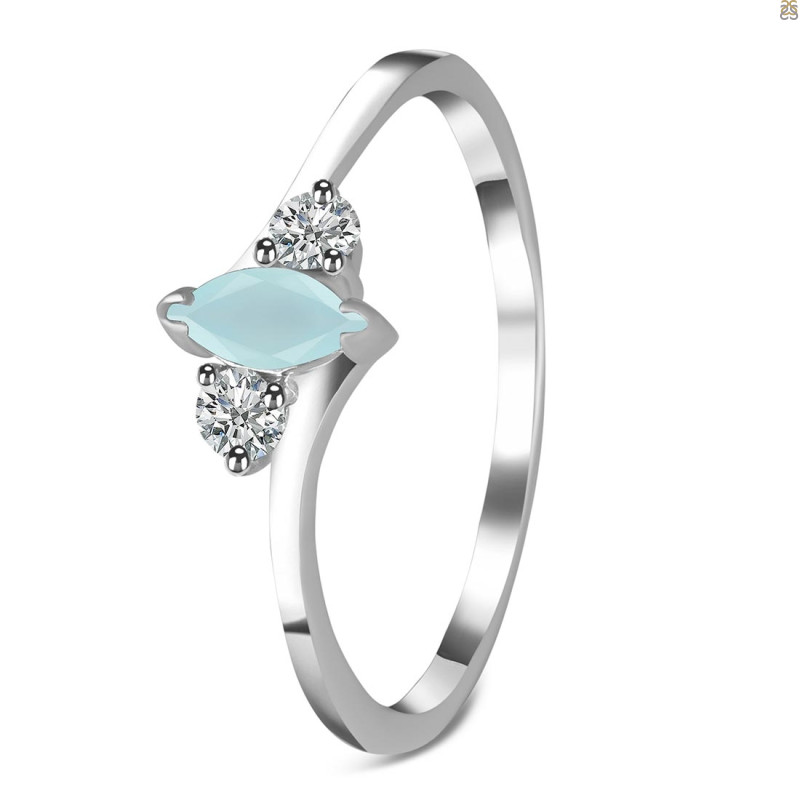 Blue Chalcedony & White Topaz Ring