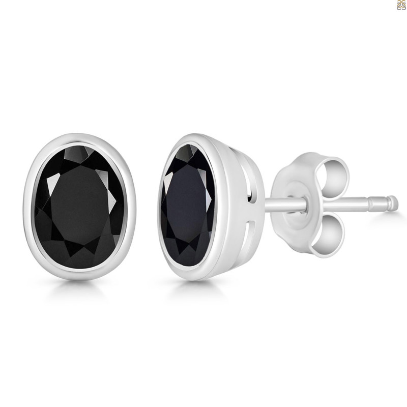 Black Tourmaline Stud Earring
