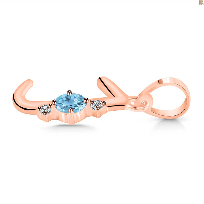 Blue Topaz & White Topaz Alphabet J Pendant BTZ-RDA-10.