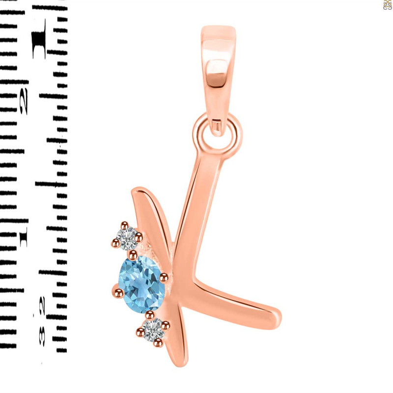 Blue Topaz & White Topaz Alphabet K Pendant BTZ-RDA-11.