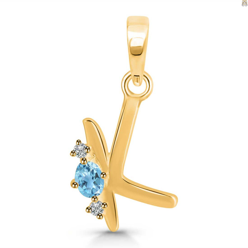 Blue Topaz & White Topaz Alphabet K Pendant BTZ-RDA-11.