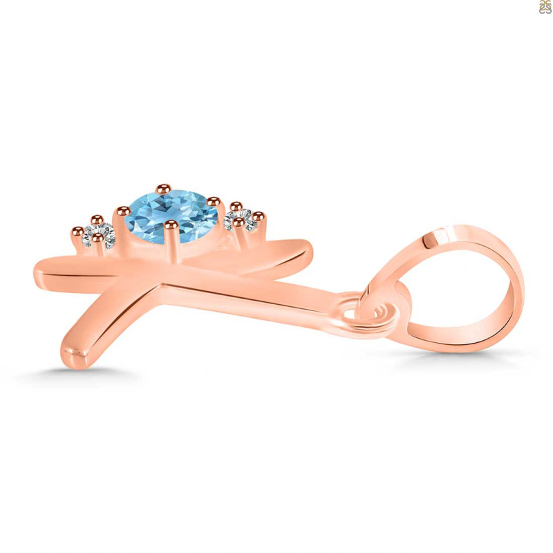Blue Topaz & White Topaz Alphabet K Pendant BTZ-RDA-11.