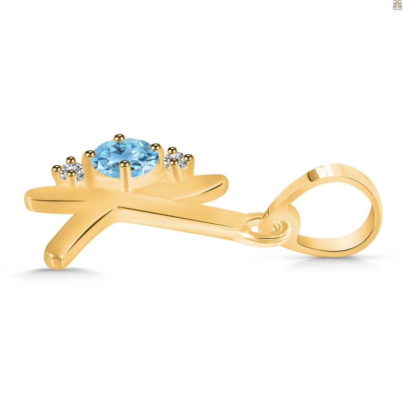 Blue Topaz & White Topaz Alphabet K Pendant BTZ-RDA-11.
