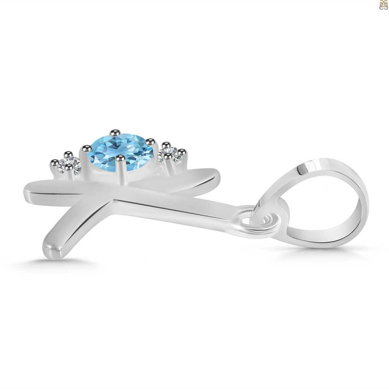 Blue Topaz & White Topaz Alphabet K Pendant BTZ-RDA-11.