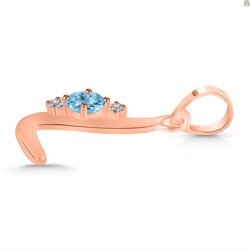 Blue Topaz & White Topaz Alphabet L Pendant BTZ-RDA-12.