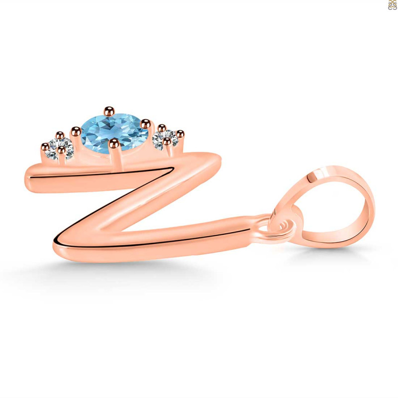 Blue Topaz & White Topaz Alphabet N Pendant BTZ-RDA-14.