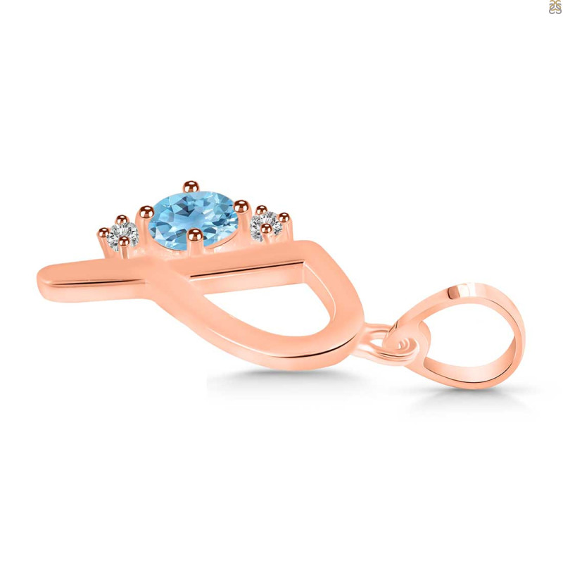Blue Topaz & White Topaz Alphabet P Pendant BTZ-RDA-16.