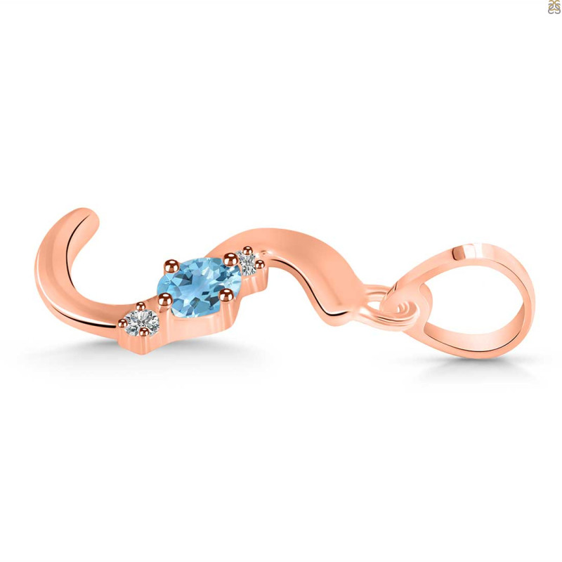 Blue Topaz & White Topaz Alphabet S Pendant BTZ-RDA-19.