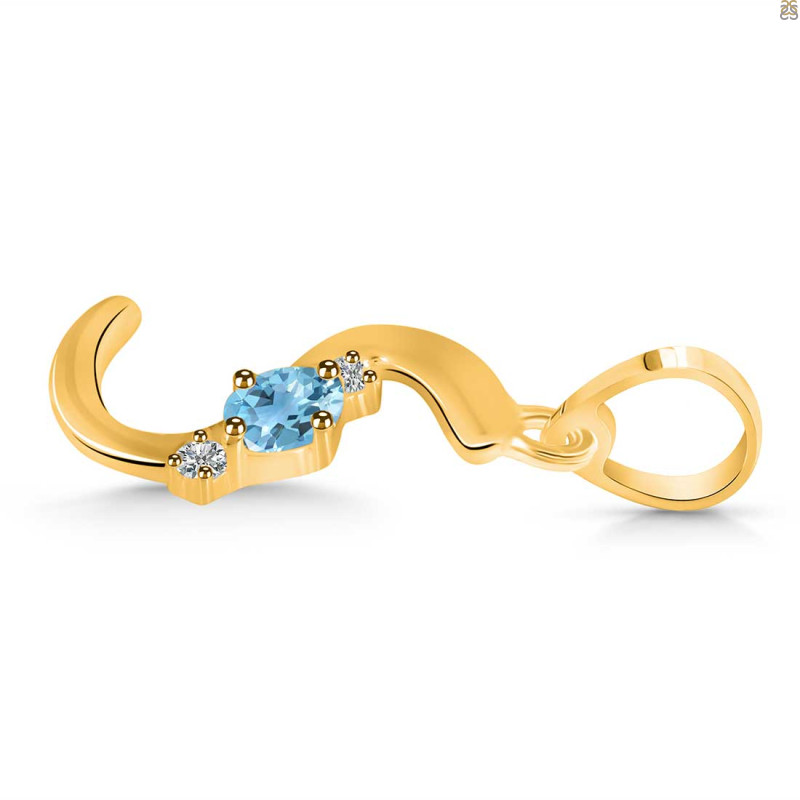 Blue Topaz & White Topaz Alphabet S Pendant BTZ-RDA-19.