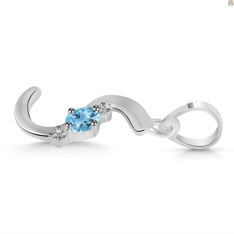 Blue Topaz & White Topaz Alphabet S Pendant BTZ-RDA-19.