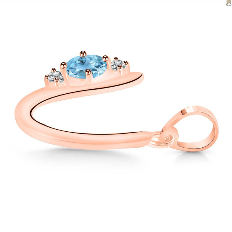 Blue Topaz & White Topaz Alphabet U Pendant BTZ-RDA-21.