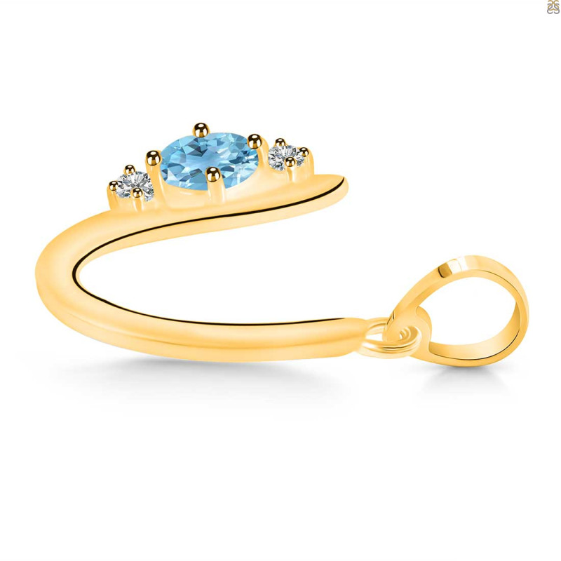 Blue Topaz & White Topaz Alphabet U Pendant BTZ-RDA-21.