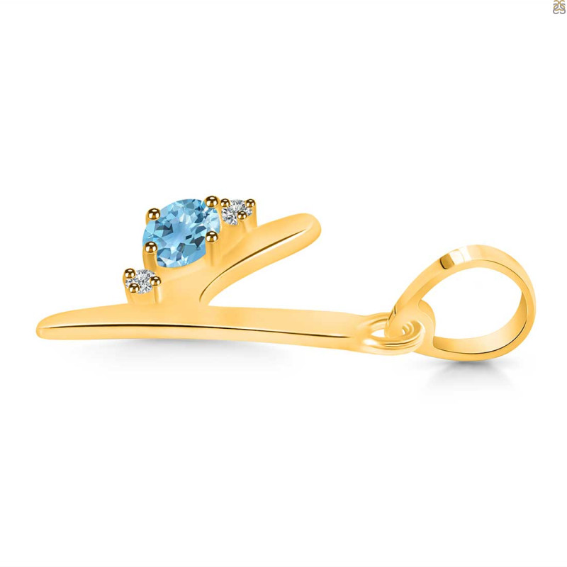 Blue Topaz & White Topaz Alphabet Y Pendant BTZ-RDA-25.