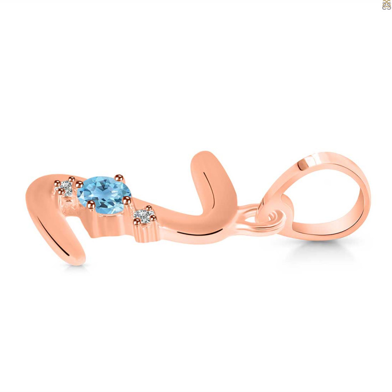 Blue Topaz & White Topaz Alphabet Z Pendant BTZ-RDA-26.
