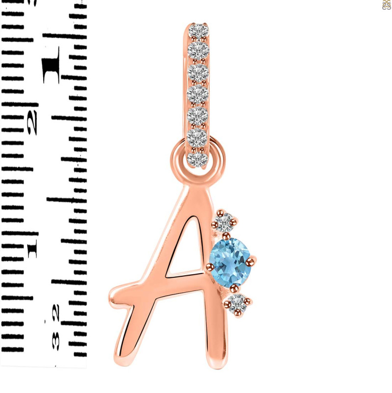 Blue Topaz & White Topaz Alphabet A Pendant BTZ-RDA-27.