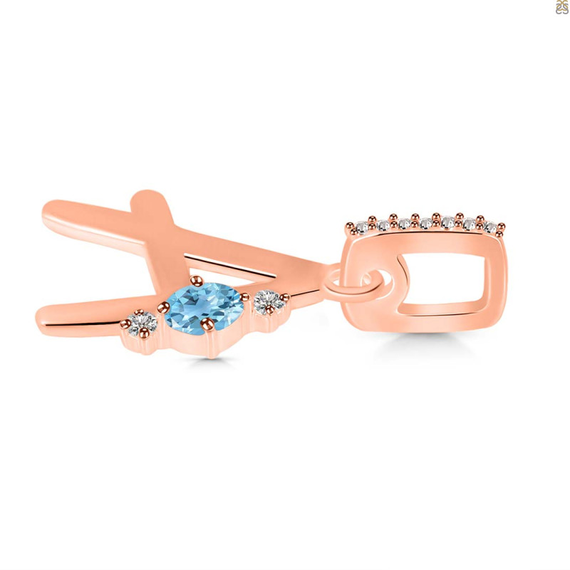 Blue Topaz & White Topaz Alphabet A Pendant BTZ-RDA-27.