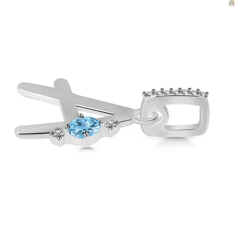 Blue Topaz & White Topaz Alphabet A Pendant