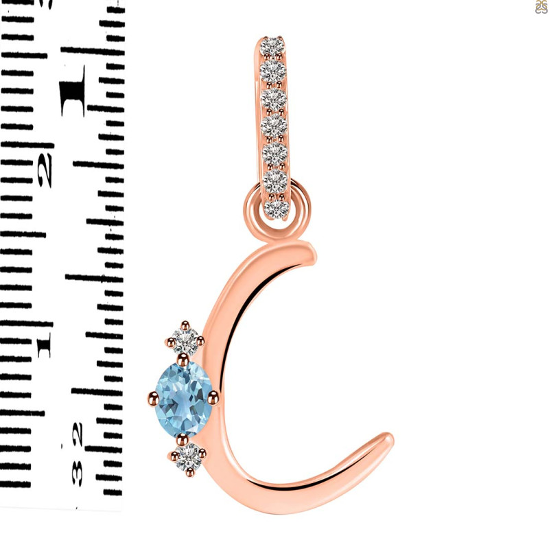 Blue Topaz & White Topaz Alphabet C Pendant BTZ-RDA-29.