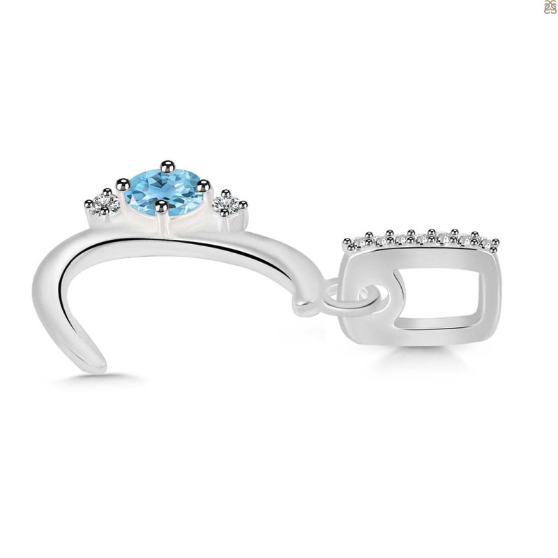 Blue Topaz & White Topaz Alphabet C Pendant