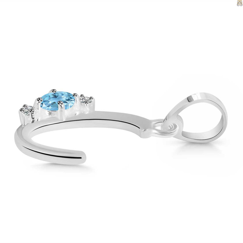 Blue Topaz & White Topaz Alphabet C Pendant