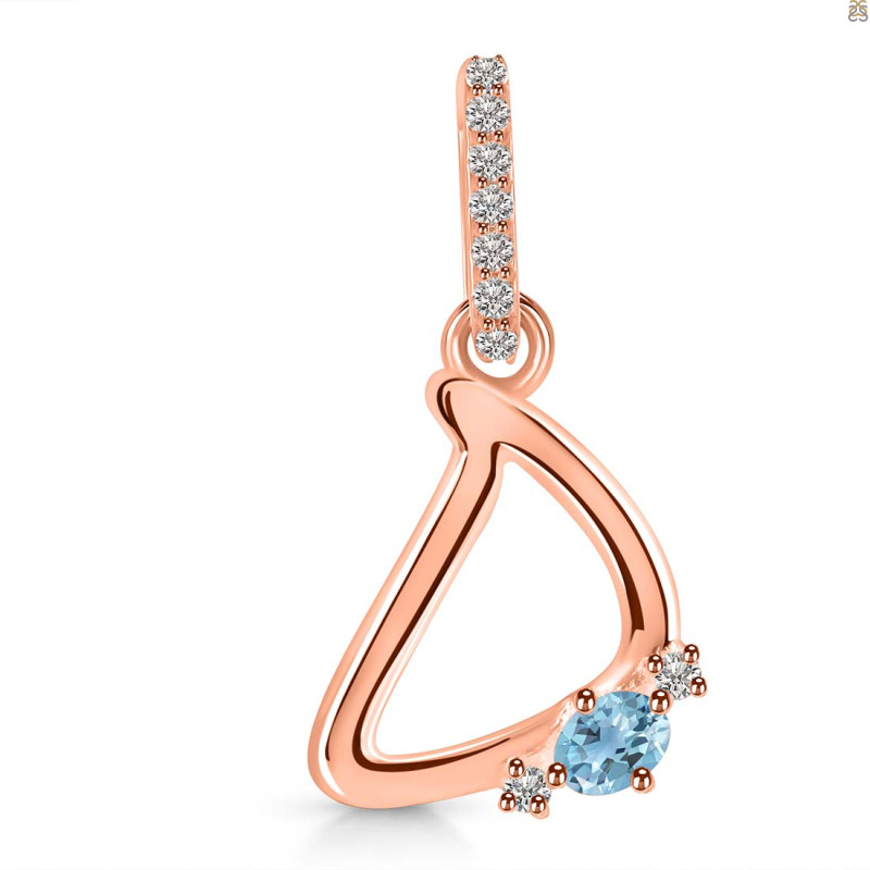 Blue Topaz & White Topaz Alphabet D Pendant BTZ-RDA-30.